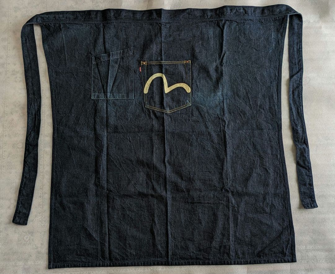 エヴィス　前掛けエプロン　デニムエプロン