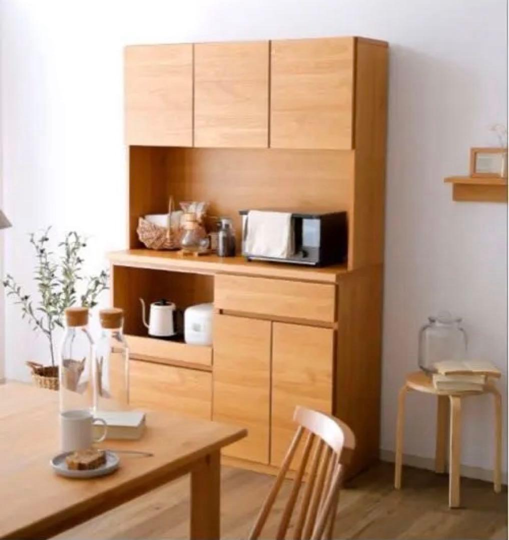 【最終値下げ　引っ越し】大川家具　ナチュラルウッド 食器棚 収納