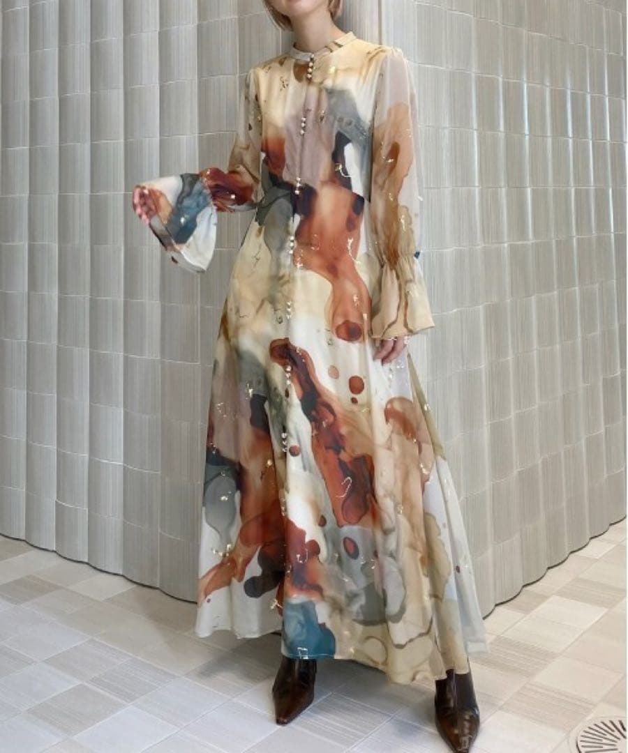 Ameri vintage インクアートドレス　Mサイズ