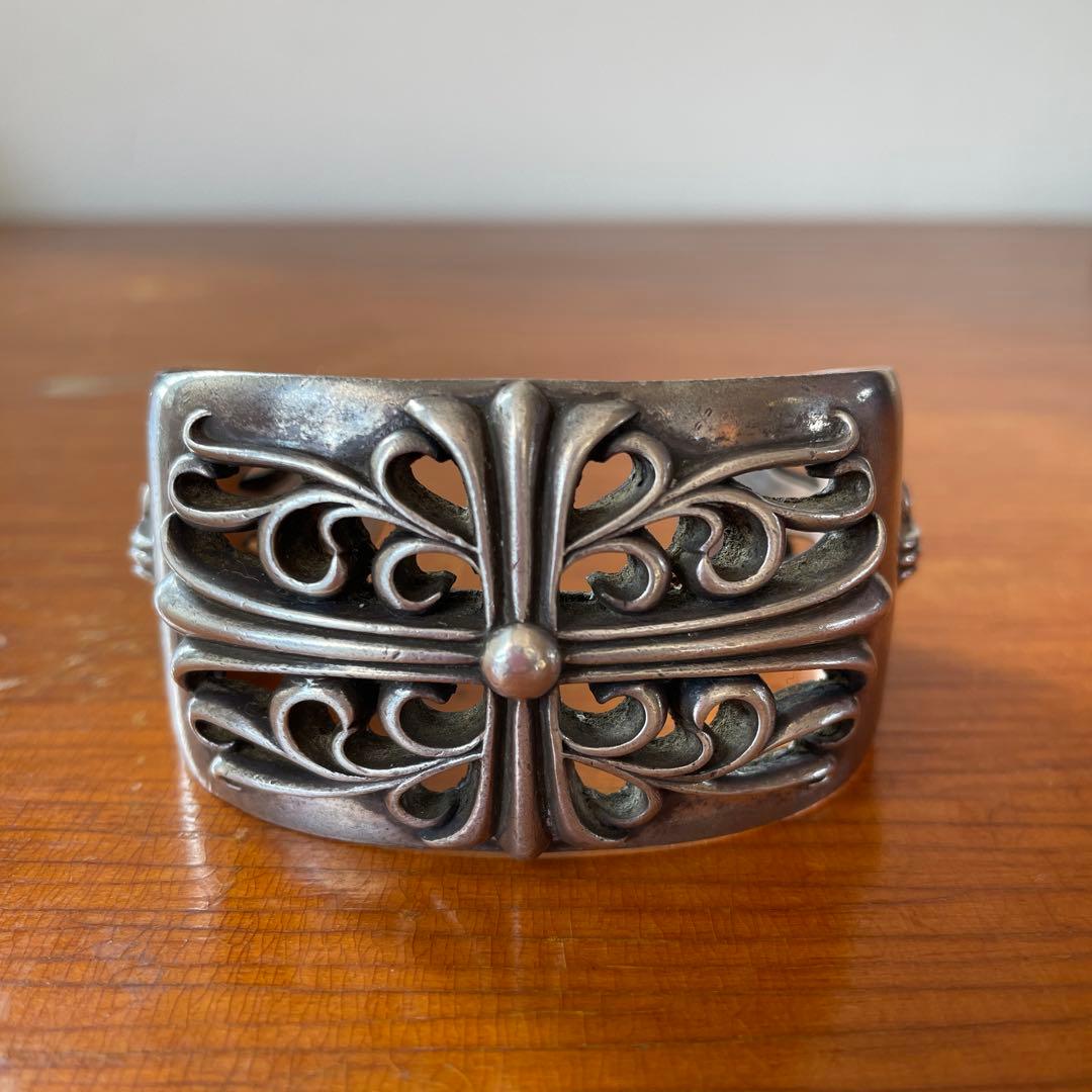 シルバー925 フローラルクロス ワイドカフバングル