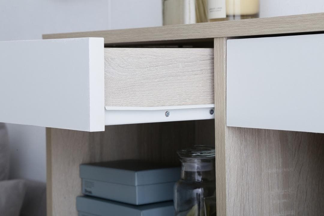 【幅80cm】引き出し付き本棚  　ナチュラルｘホワイト