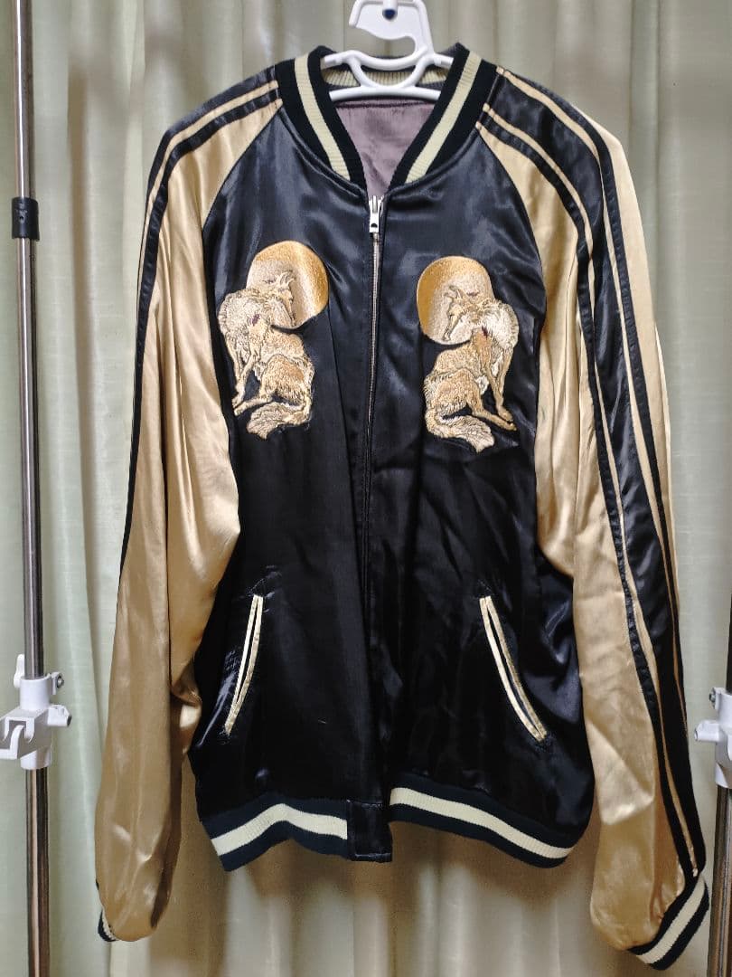 花旅楽団 スカジャン フォックス 月紅葉狐柄 刺繍 リバーシブル 和柄 Lサイズ