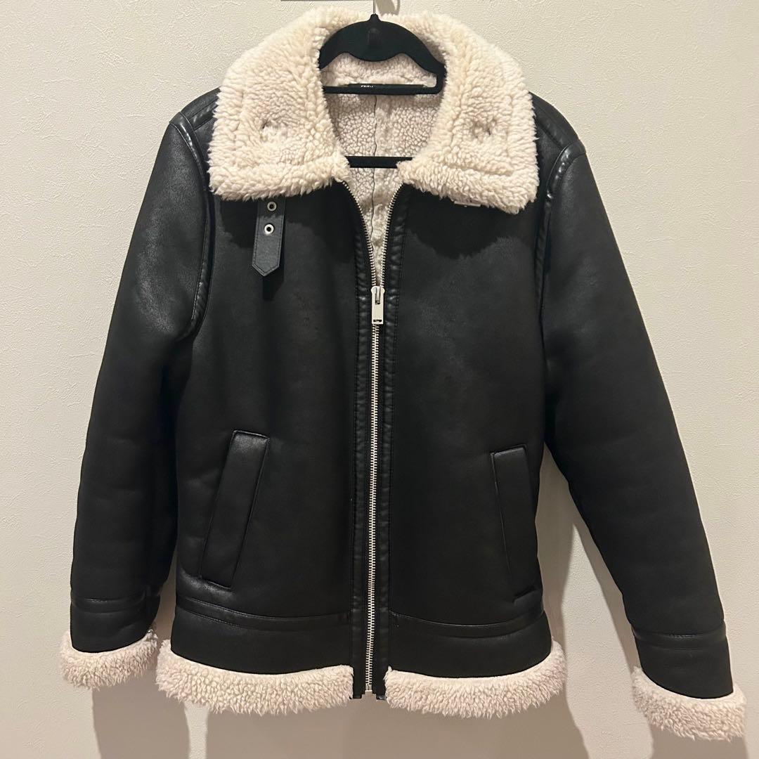 ザラ ZARA B-3 フライトジャケット ムートンジャケット ブラック S
