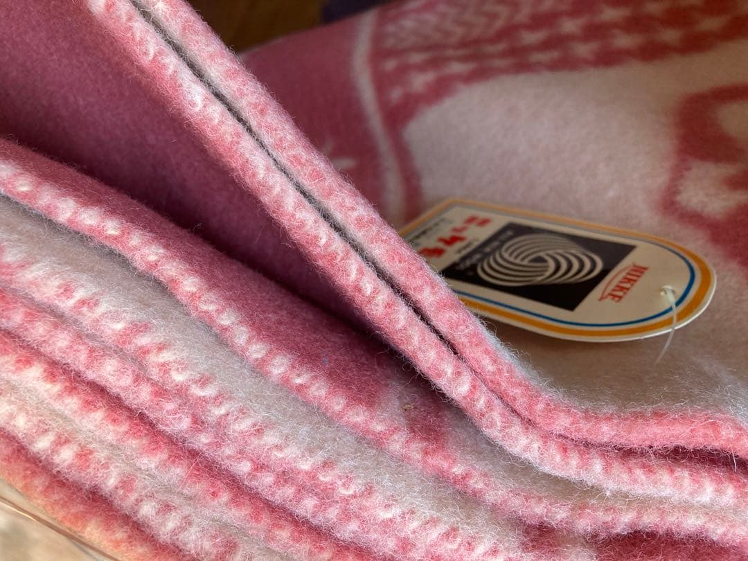 レトロかわいい　ニッケ毛布 100%ウール 約140cm×195cm