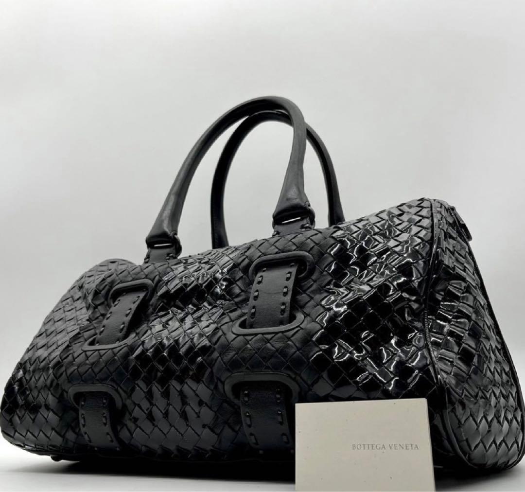 ボッテガヴェネタ イントレチャート ハンドバッグ トートバッグ 黒 レザー