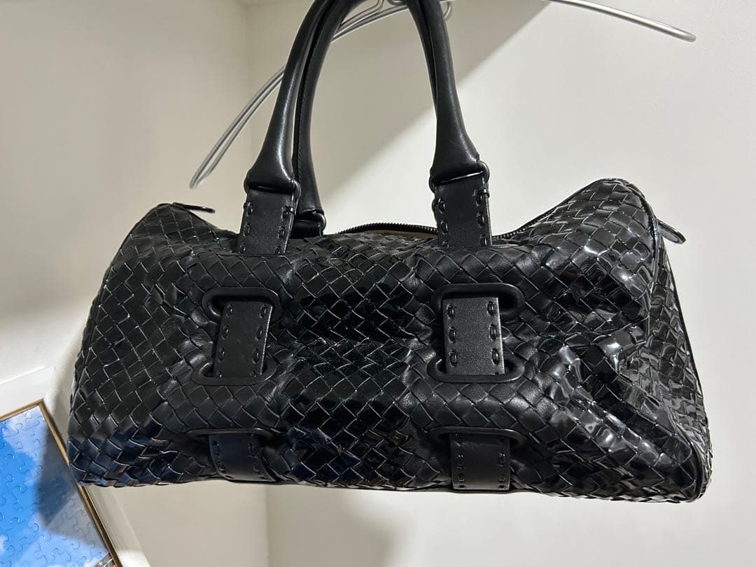 ボッテガヴェネタ イントレチャート ハンドバッグ トートバッグ 黒 レザー