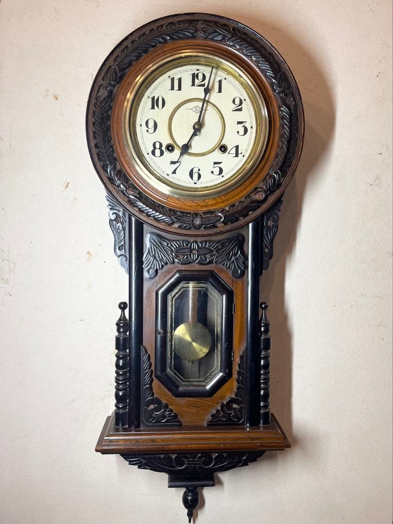 ひまわり　鎌倉彫　柱時計　古時計　振り子　ゼンマイ　レトロ　ボンボン　精工舎