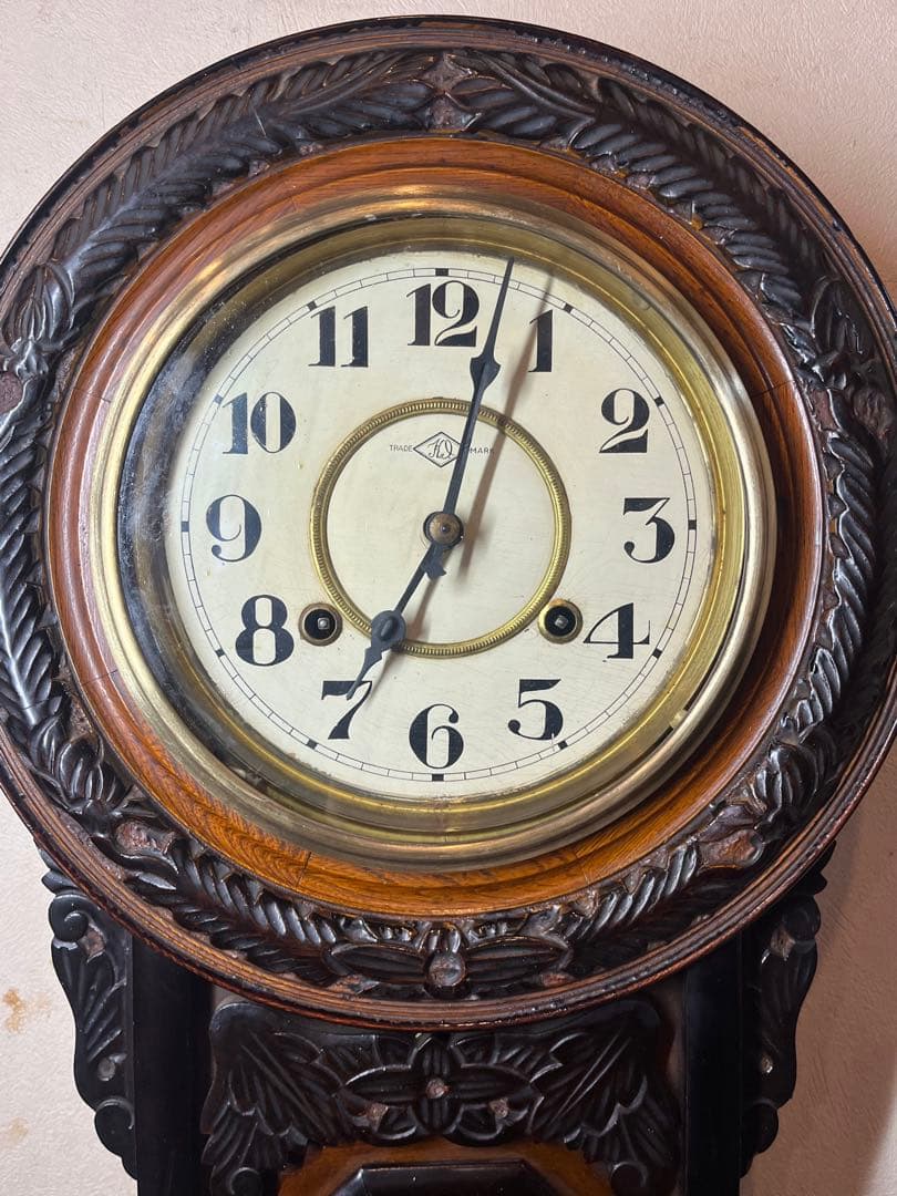 ひまわり　鎌倉彫　柱時計　古時計　振り子　ゼンマイ　レトロ　ボンボン　精工舎