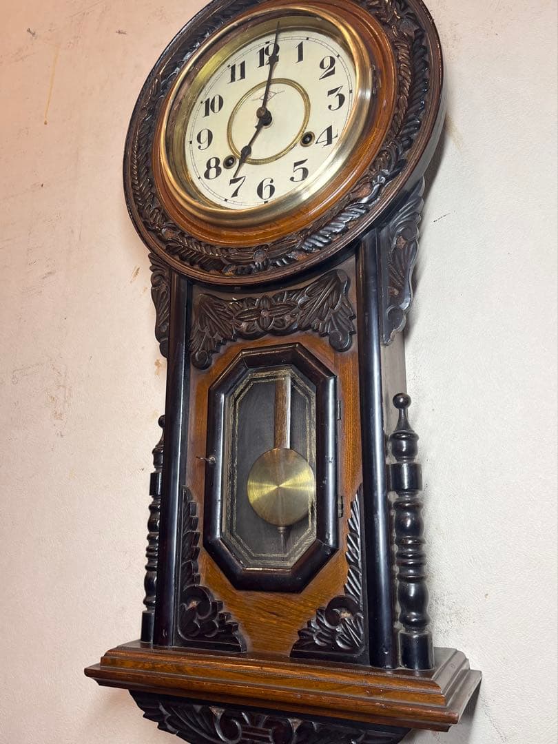 ひまわり　鎌倉彫　柱時計　古時計　振り子　ゼンマイ　レトロ　ボンボン　精工舎