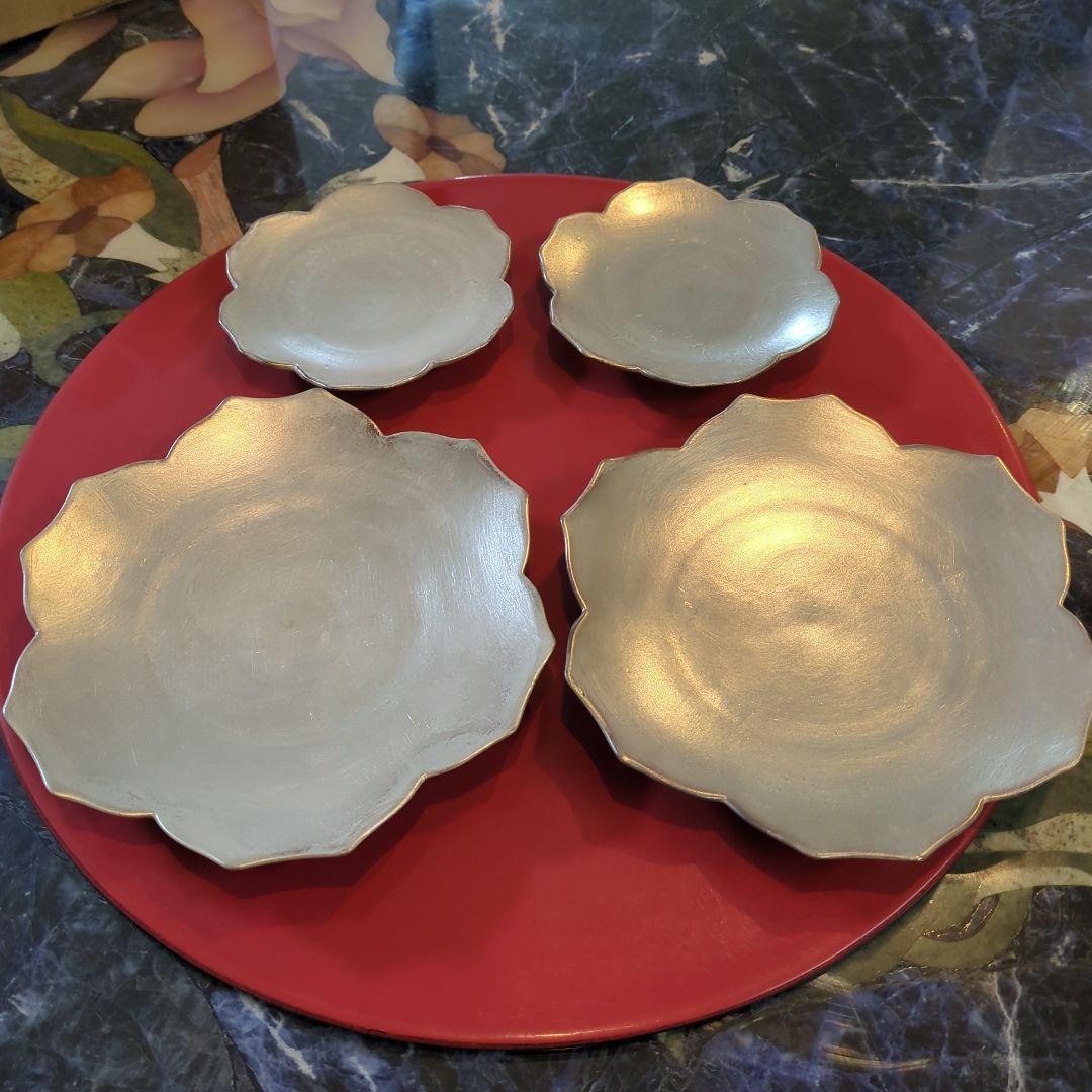 京焼・清水焼 KIWAKOTO キワコト 百合 プレート 中小4枚セット