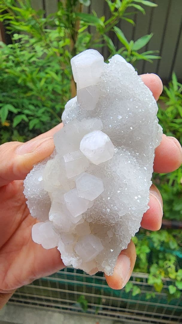 雪玉蛍光鉱物付きカルサイト・フローライト