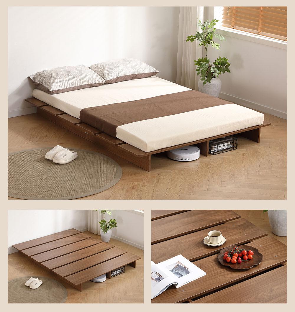超人気！【幅100cm】ベッド ローベッド ステージベッド Brown