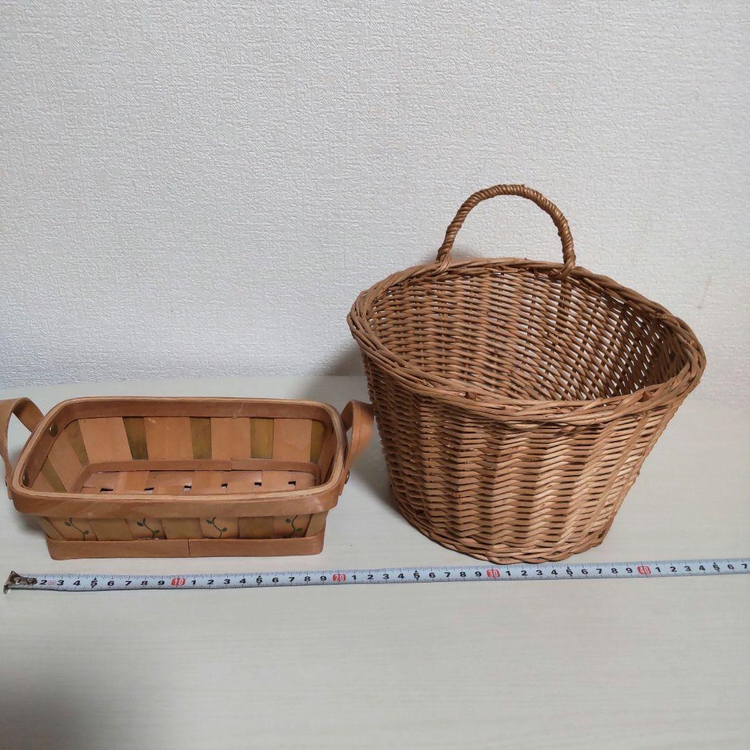 籠 かご バスケット 大きい 持ち手付 まとめ売り ヴィンテージ 籐 ラタン
