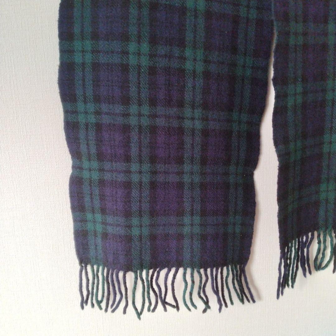 コムデギャルソンオム 縮絨 ウール マフラー ストール タータンチェック 緑 紺
