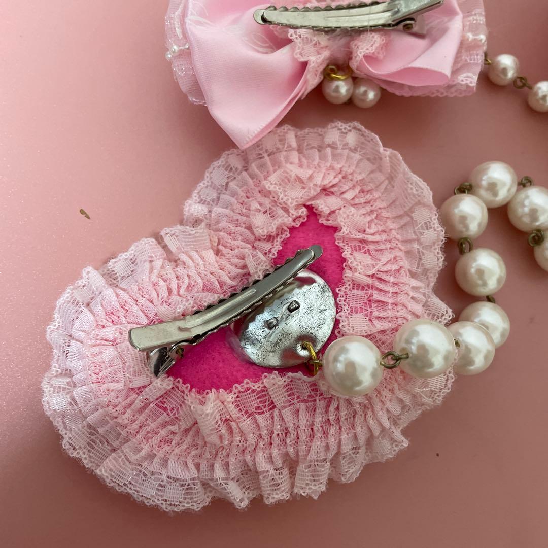 ラパフェ⭐︎バラとピンクレースリボンの姫系髪飾り⭐︎美品⭐︎姫ギャル⭐︎コスプレ小物