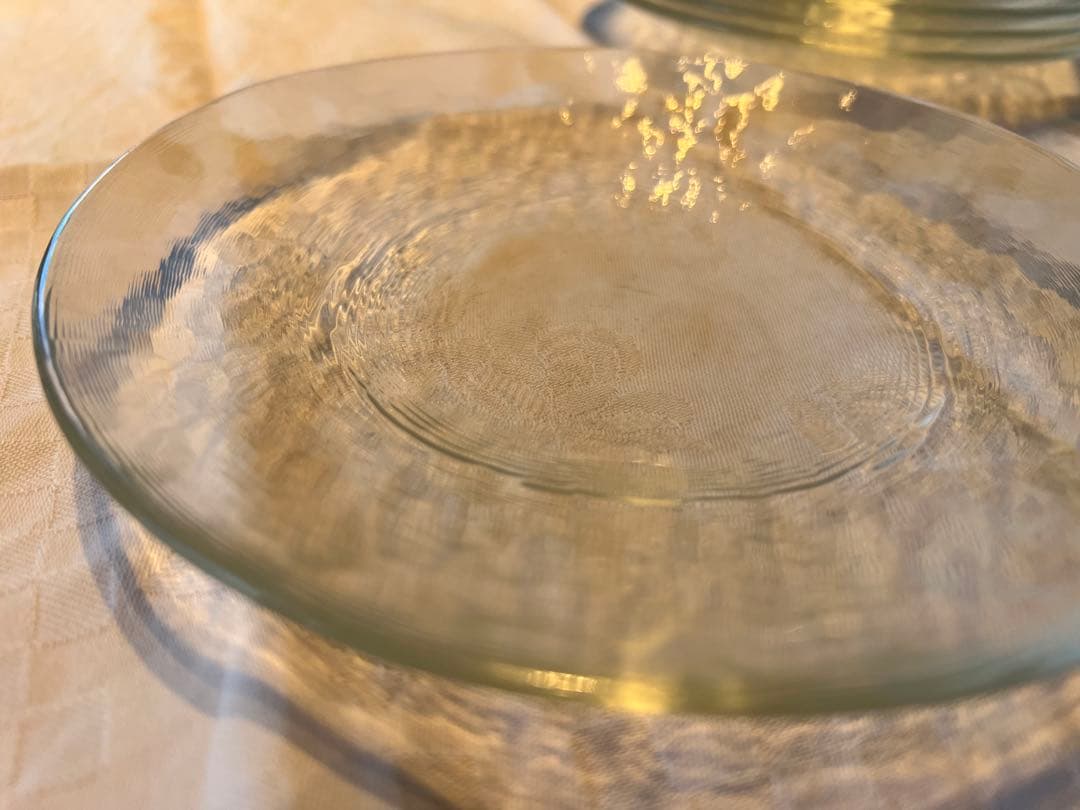 ガラス皿 約20cm 波状テクスチャー　　7枚セット