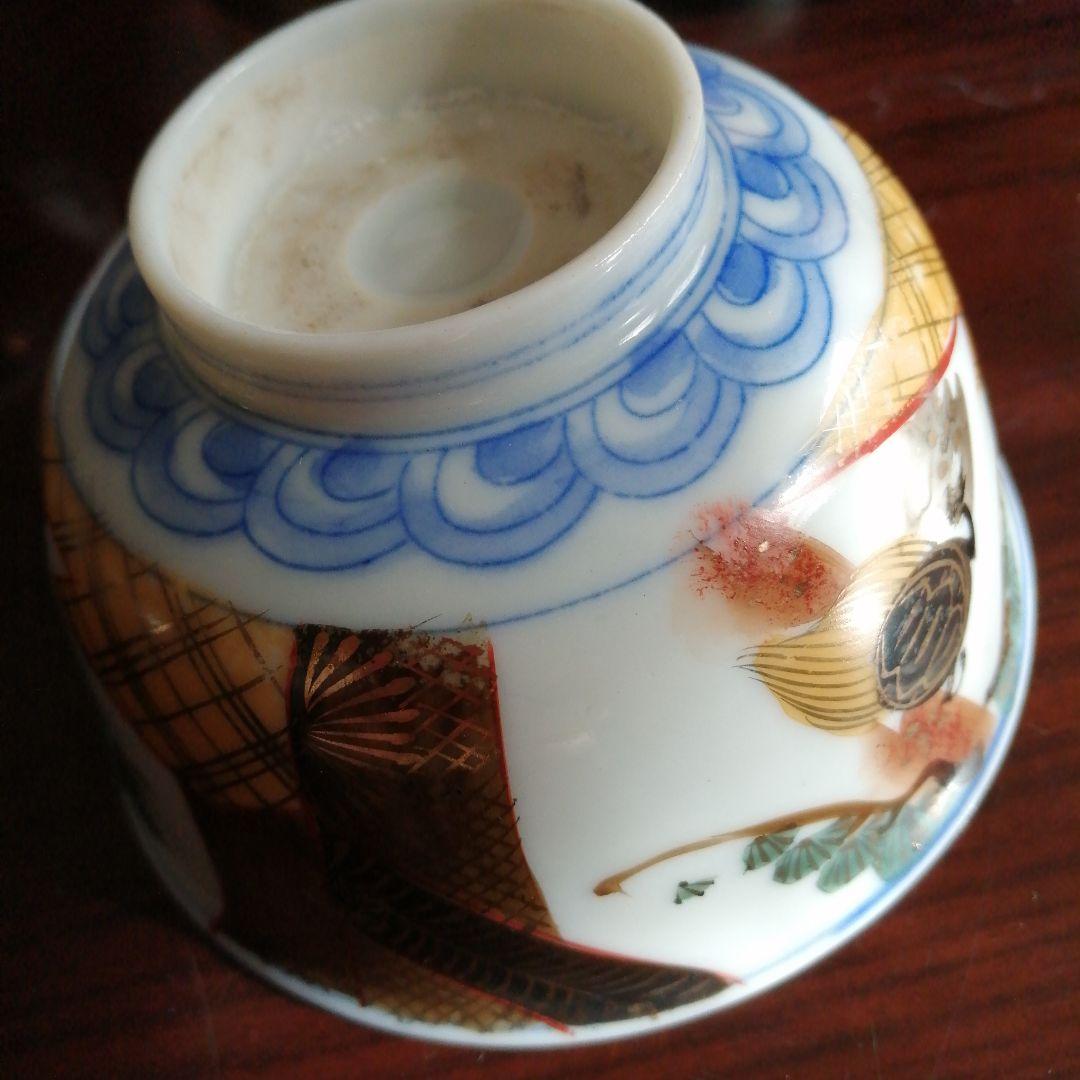 美濃焼　染付色絵蓋付碗　13客　11.3cm　大正期