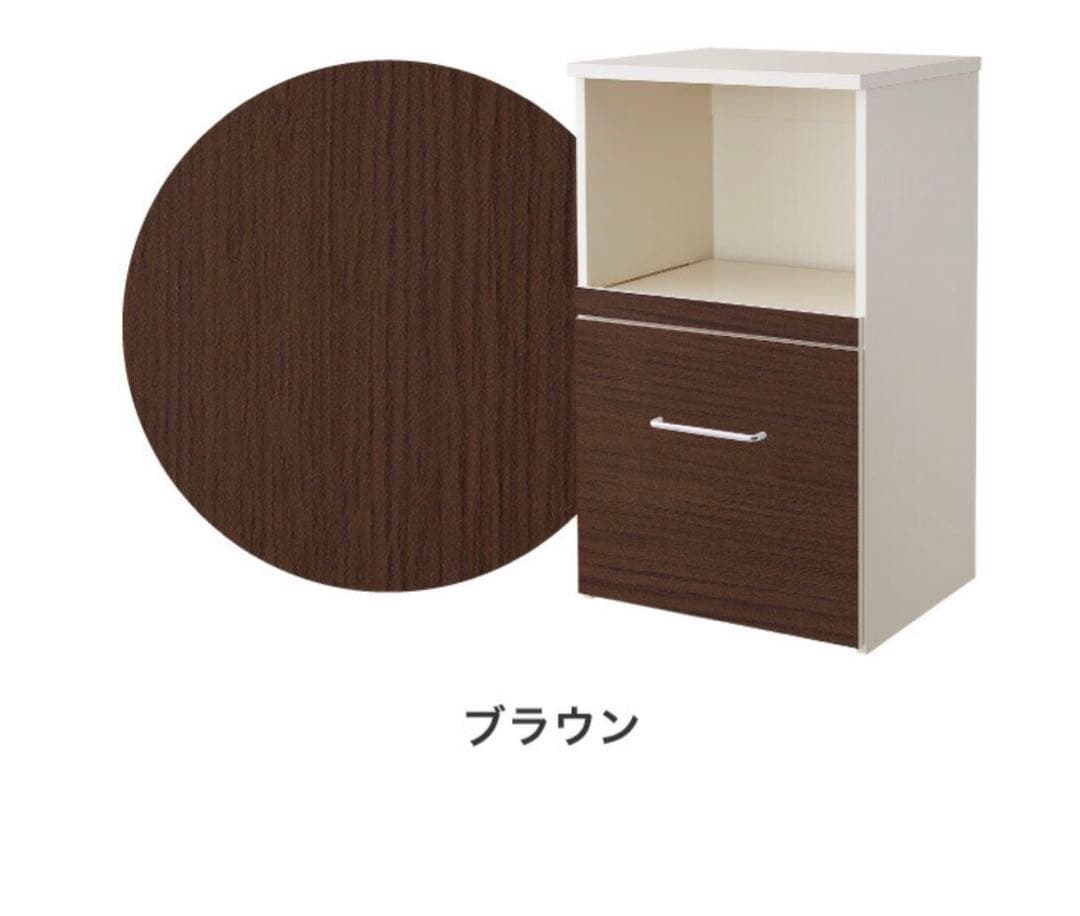 ブラウン 家具調ゴミ箱収納付きレンジ台 幅59cm