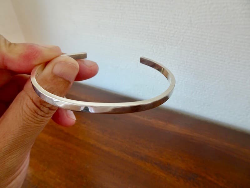仁尾彫金『幅3.5mm平打ちバングル』ハンドメイド481b