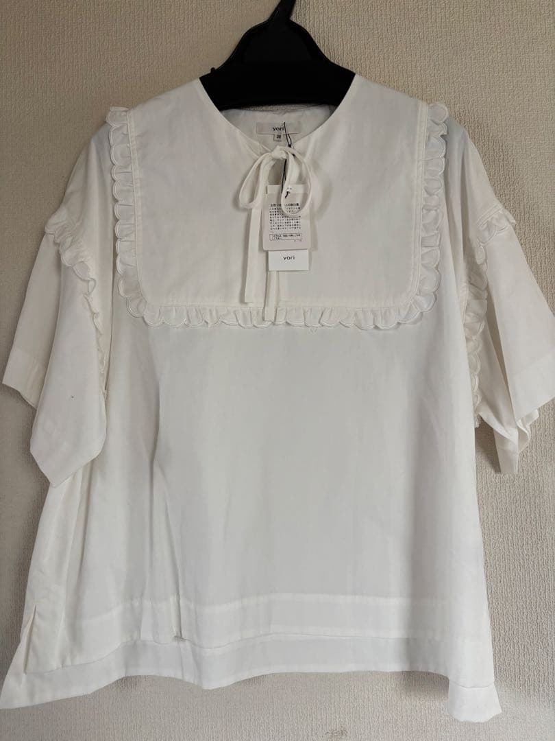 新品　yori ホワイト スカラップカラーブラウス 38