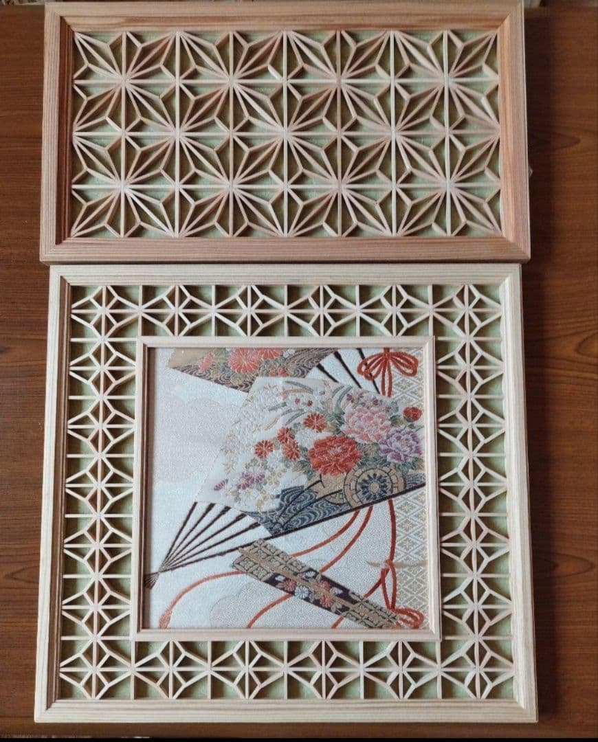 46❣️特価❣️ 麻の葉組子　組子絵柄 2枚一組木製額縁