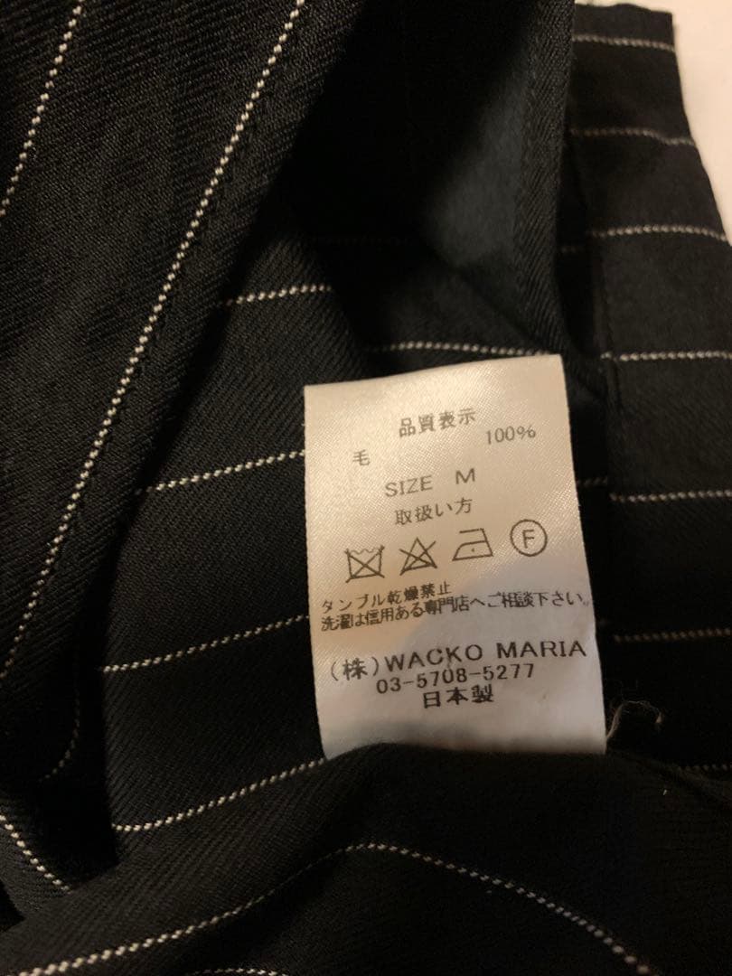 美品　ワコマリアGuilty Parties ブラックストライプウール長袖シャツ
