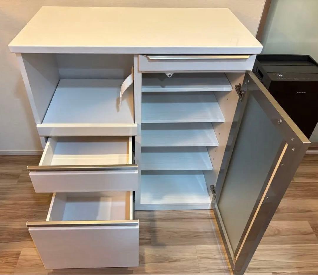 ホワイト 食器棚 引き出し付き