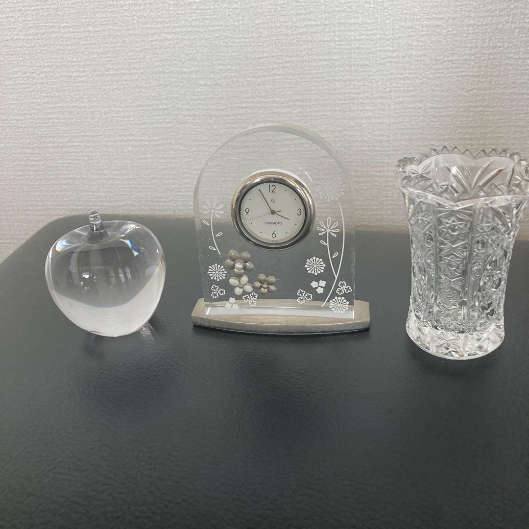 ミキモト時計&一輪挿し花瓶&リンゴ置き物