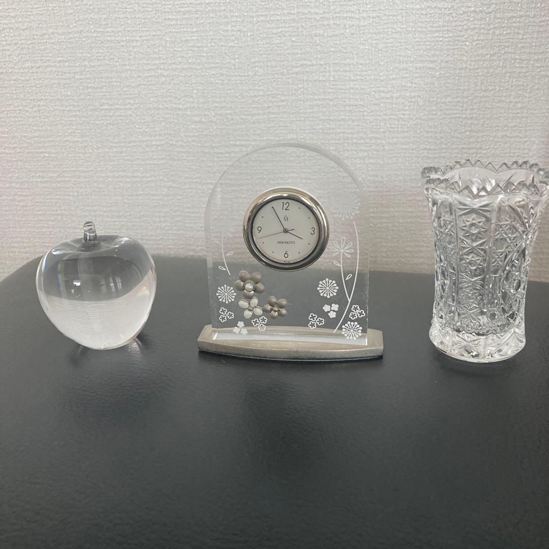 ミキモト時計&一輪挿し花瓶&リンゴ置き物