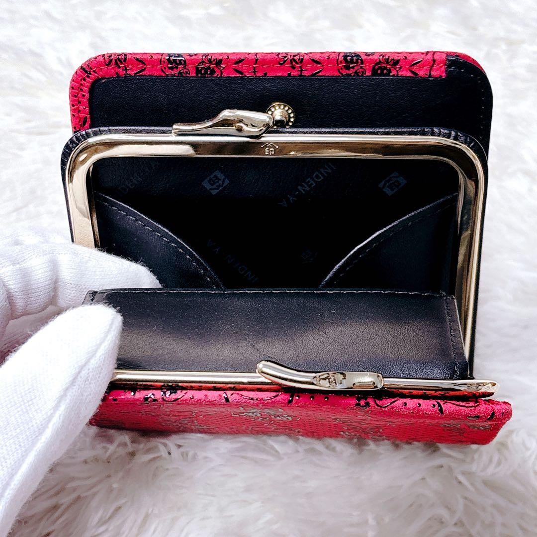 【未使用級・絶版品・希少】印傳屋×ハローキティ　コンパクト財布　がま口　印伝