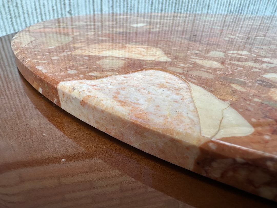 【センターテーブル】木製　ロココ調　大理石天板　猫足　アンティーク◎