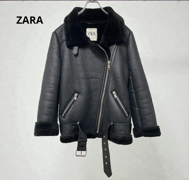 超美品★ZARA ダブルフェイスジャケット　ムートンライダースジャケット