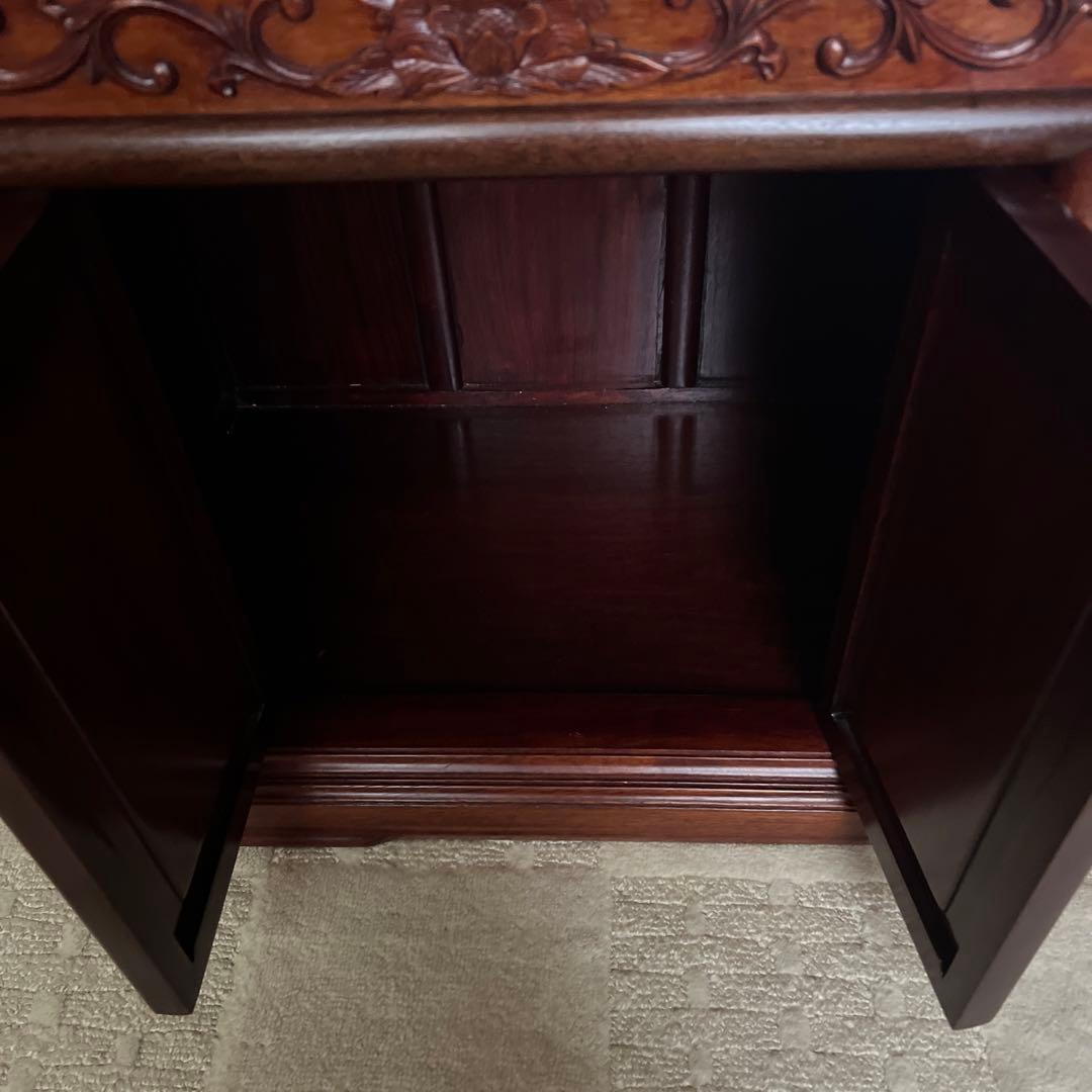 【美品】違い棚　紫檀　松と鶴模様　和家具 茶箪笥 唐木 昭和レトロ