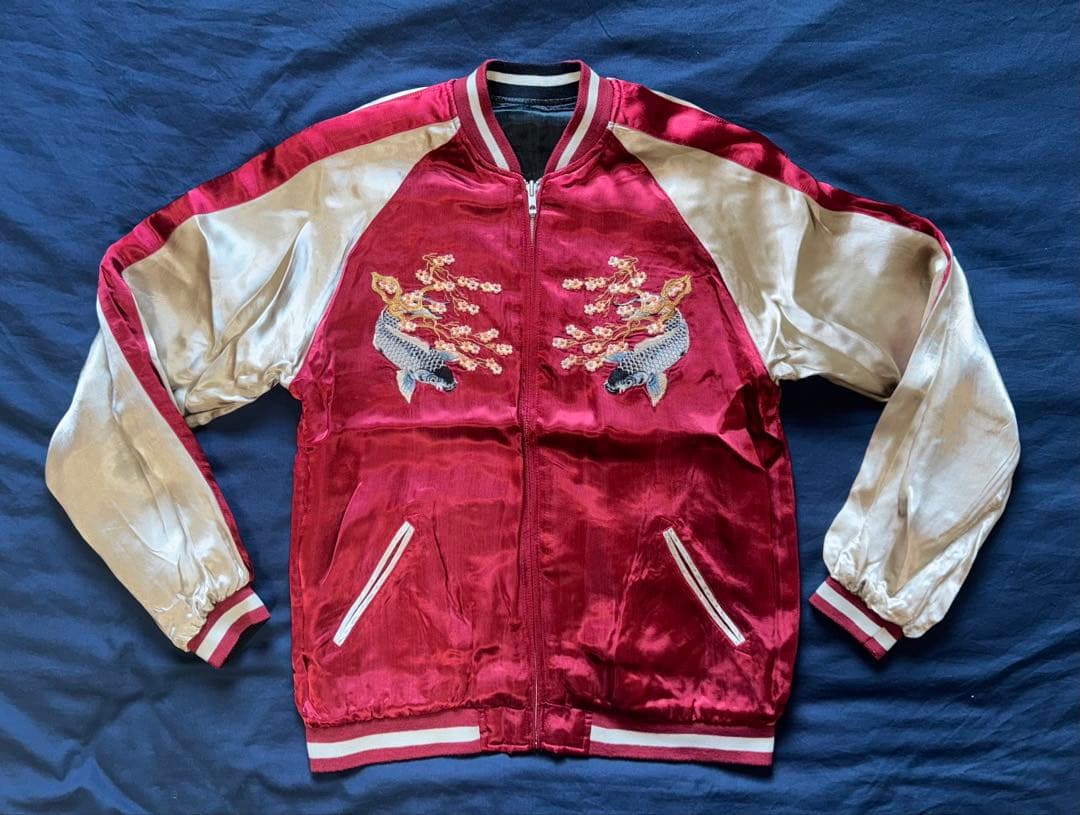 ★未使用！ピンボール 名作リバーシブルスカジャン 風神雷神/鯉に桜