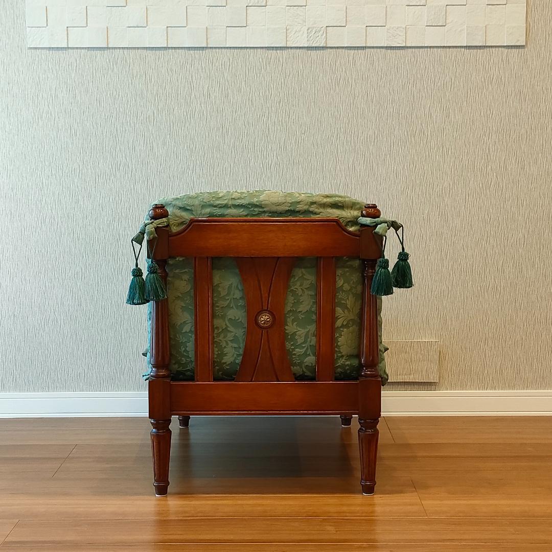 アンティーク　一人掛けソファ　ミントグリーン　ローチェア①