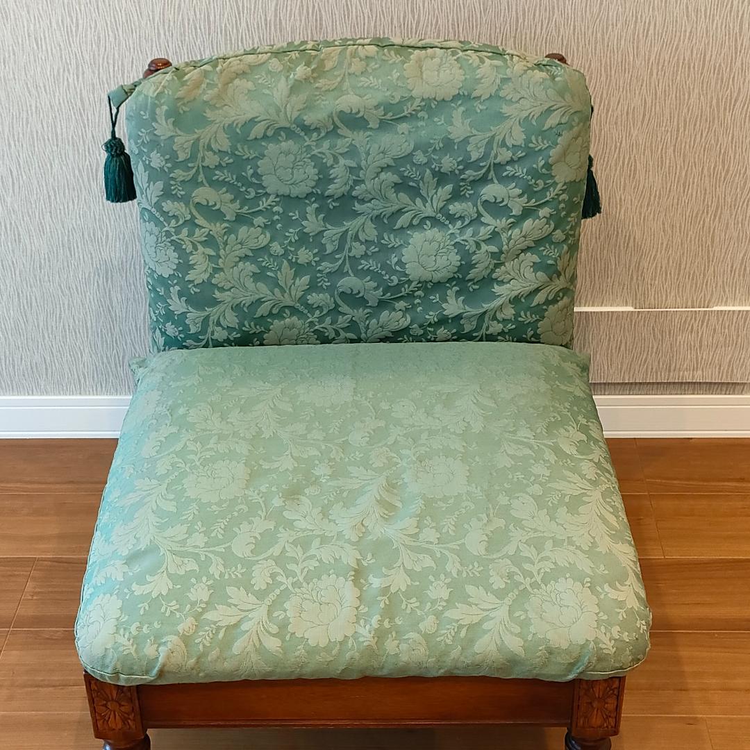 アンティーク　一人掛けソファ　ミントグリーン　ローチェア①