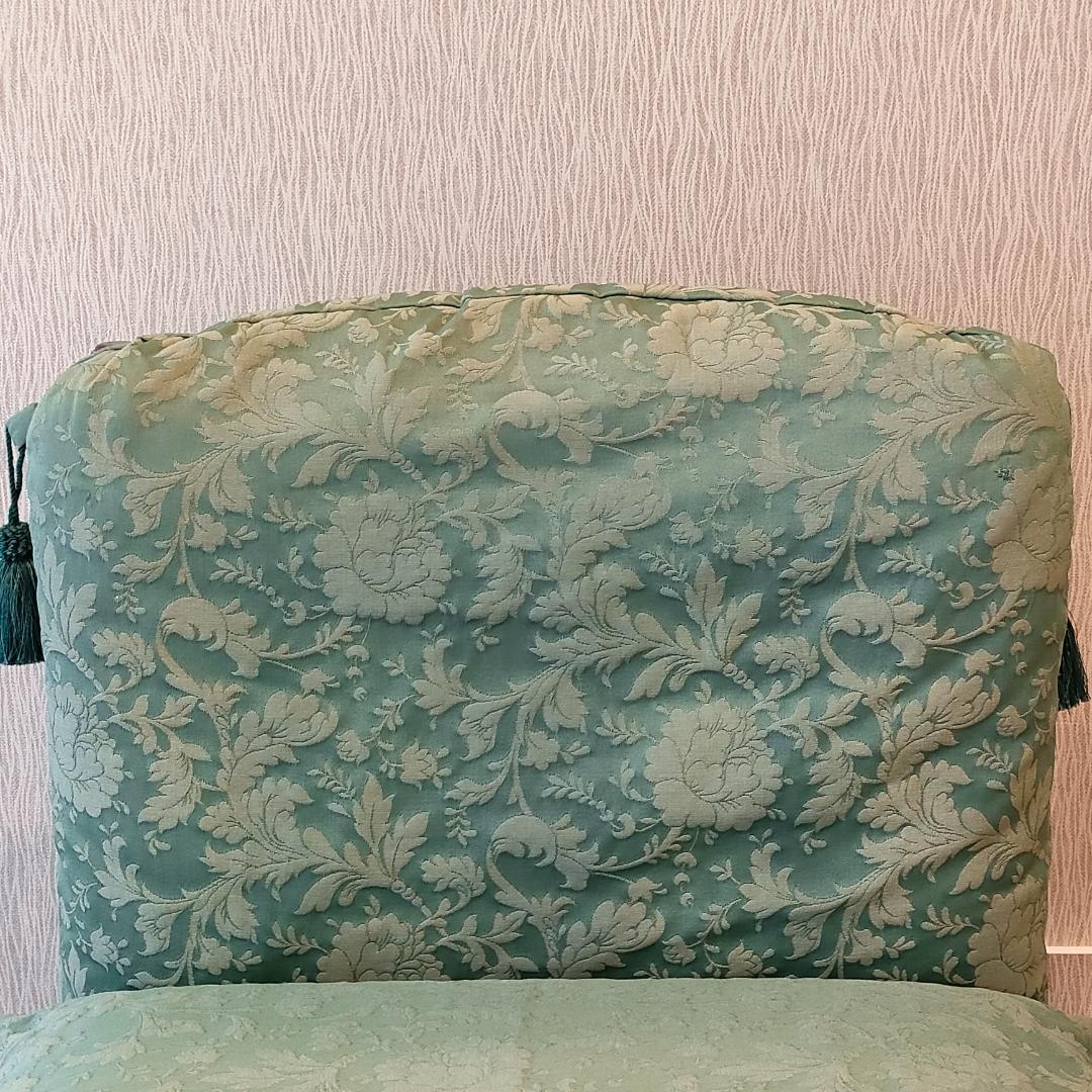 アンティーク　一人掛けソファ　ミントグリーン　ローチェア①