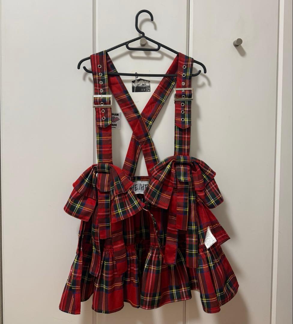 HEIHEI チェック サスペンダースカート