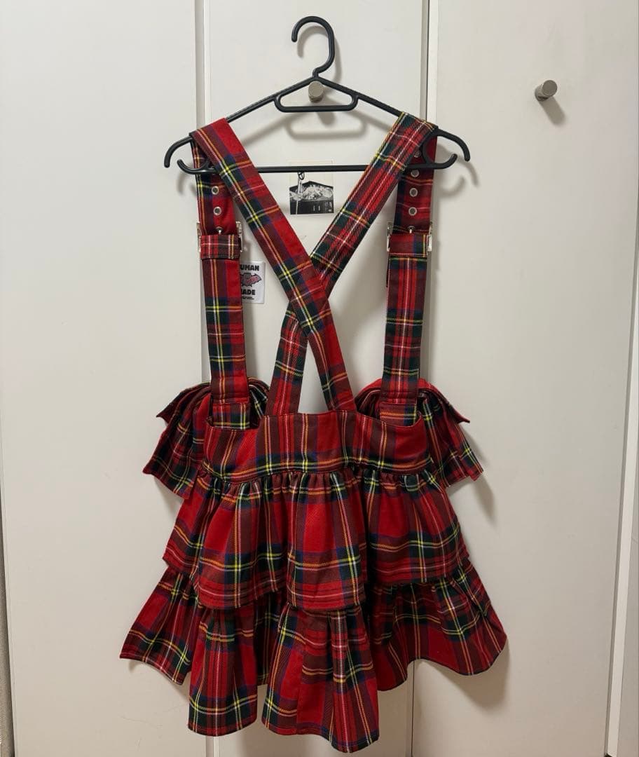 HEIHEI チェック サスペンダースカート