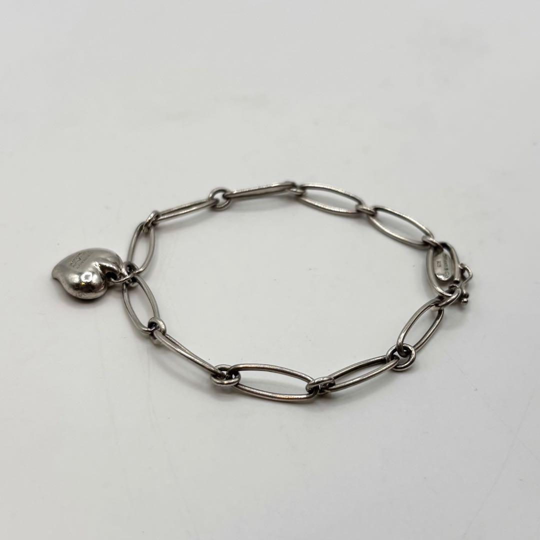 【美品】ティファニー ブレスレット ハート型チャーム SV925 シルバー