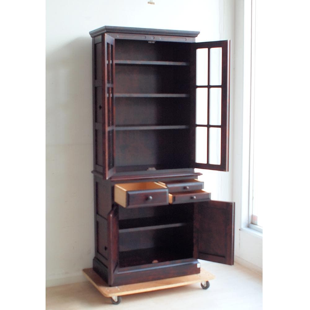 和光 神居民芸 樺材 ガラスキャビネット 食器棚 カップボード ZR24008