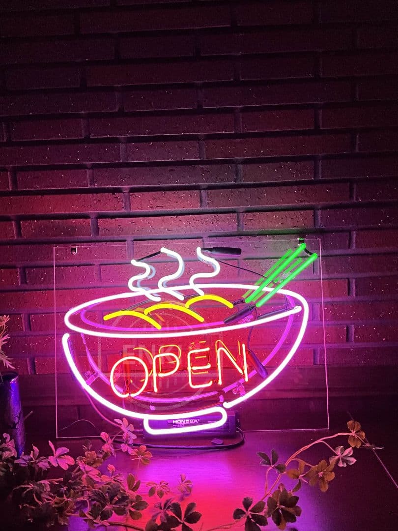 ラーメンボウル ネオンサイン OPEN　ラーメン　飲食店　看板