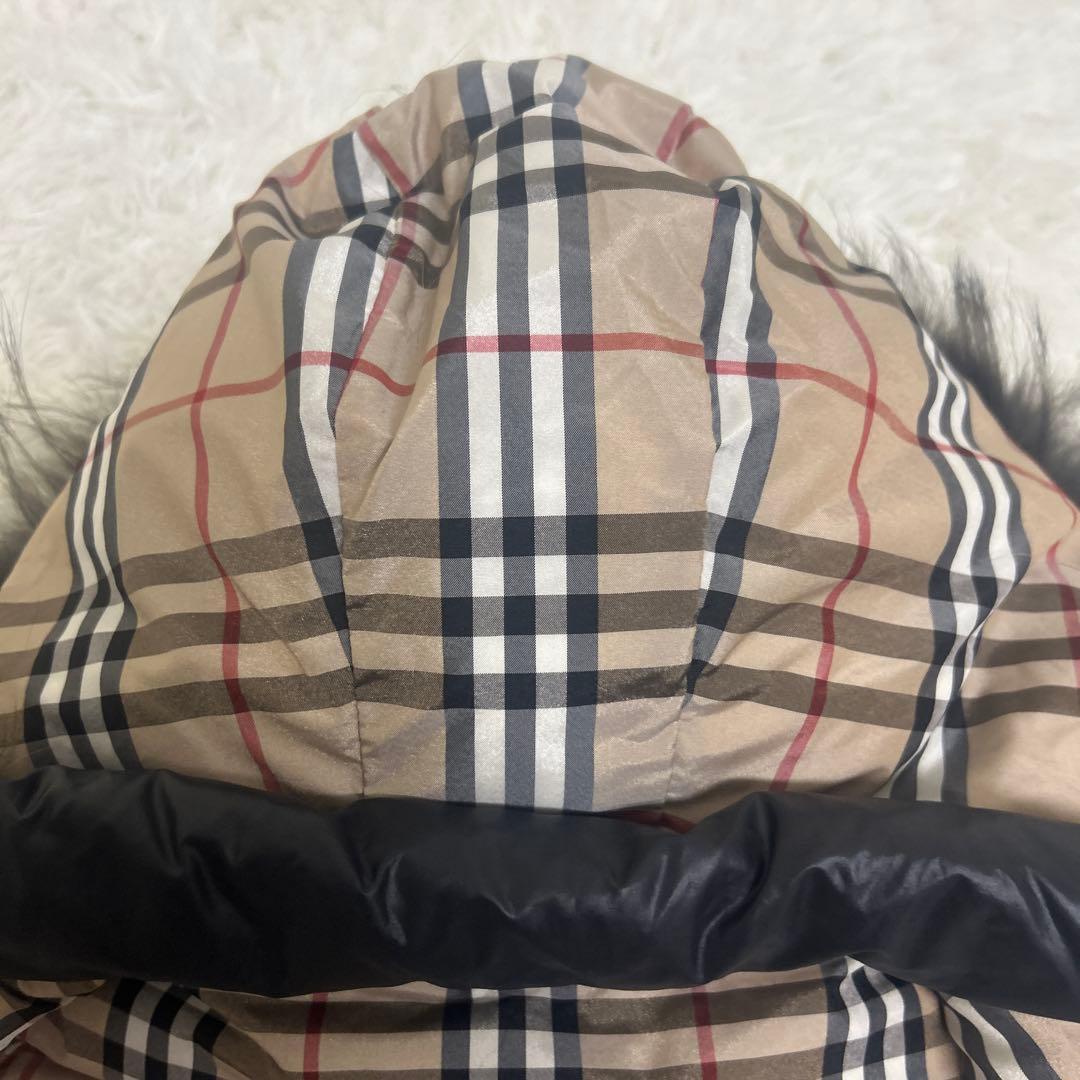 極美品　バーバリー ブルーレーベル ダウン ベスト メガチェック リアルファー
