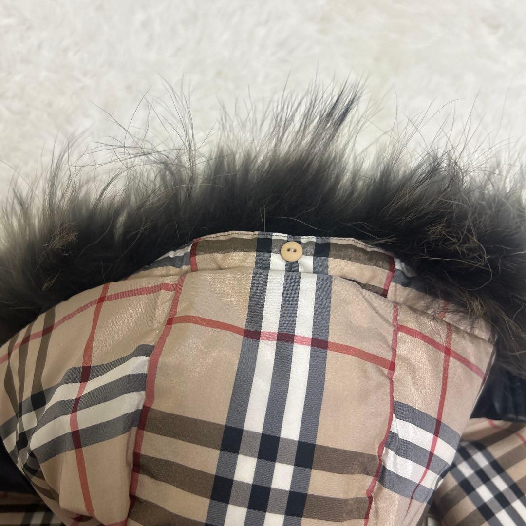 極美品　バーバリー ブルーレーベル ダウン ベスト メガチェック リアルファー