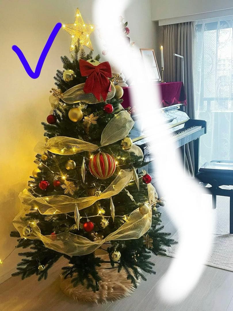 1.5m クリスマスツリー 金色装飾付き