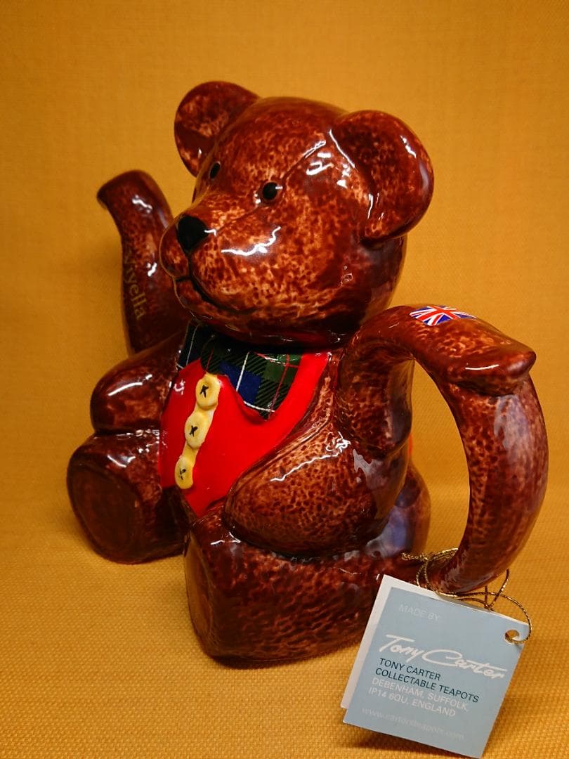 【美品】急須　熊型　イギリス　陶器　置物　インテリア　工芸品　美術品　A1091