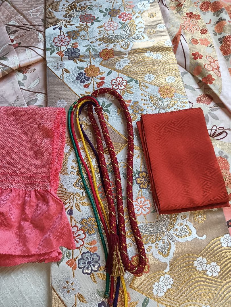 吾妻徳穂　振袖フルセット　美品　コーラル系　華やか　古典　丈158　裄66