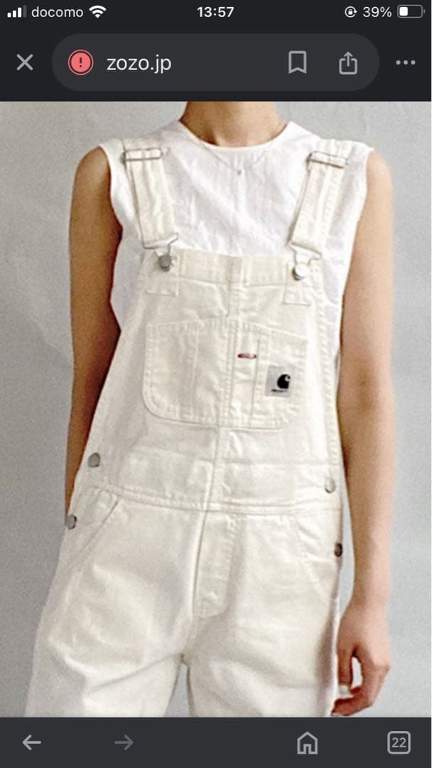 ☆えみりん☆【新品】Carhartt ホワイト オーバーオール Ⓜ️