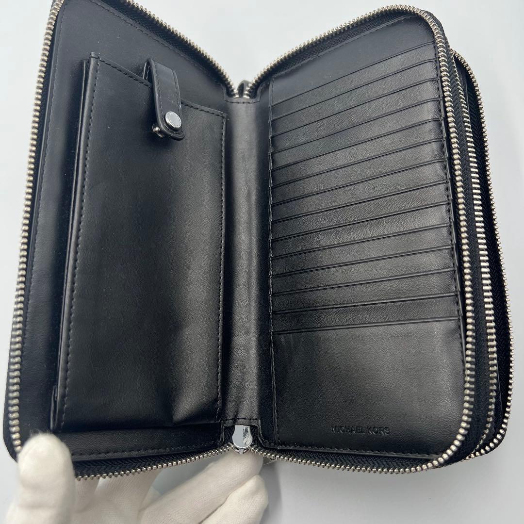 マイケルコース　オーガナイザー　MK総柄　レザー　財布　ウォレットバッグ　黒
