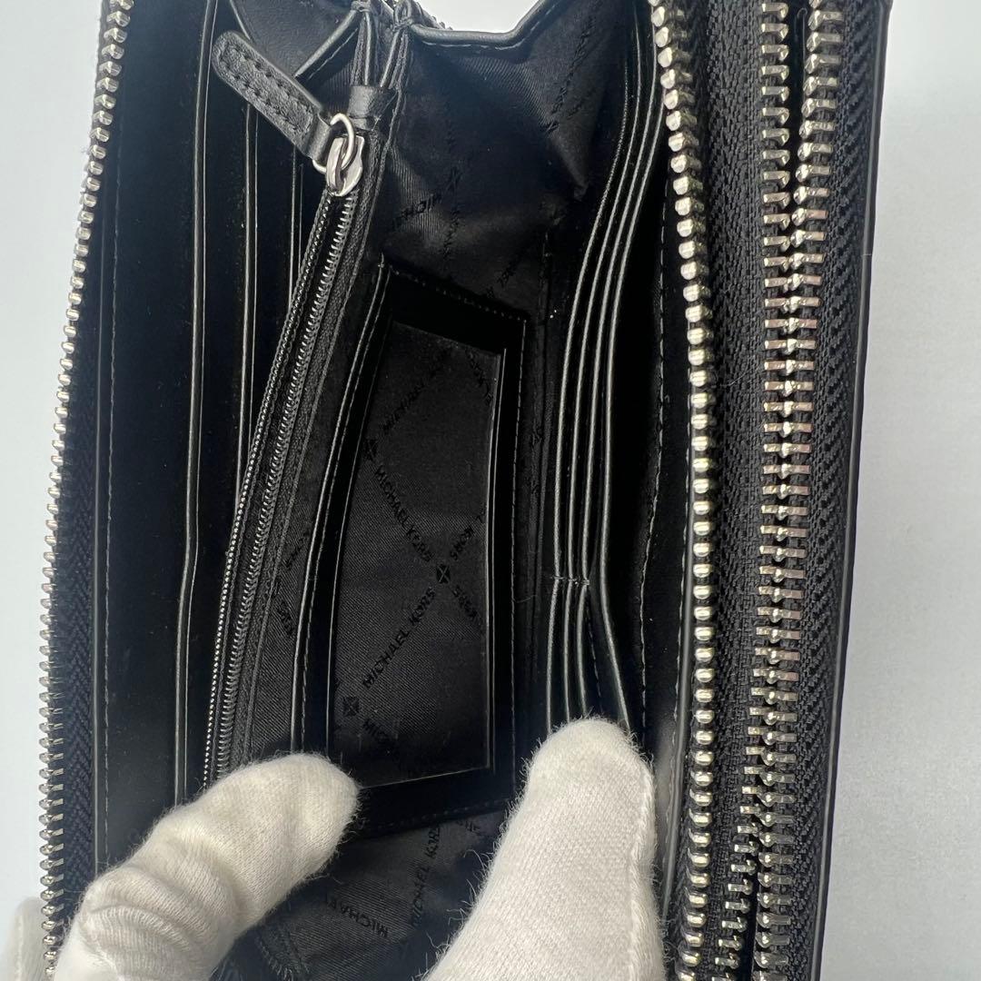 マイケルコース　オーガナイザー　MK総柄　レザー　財布　ウォレットバッグ　黒